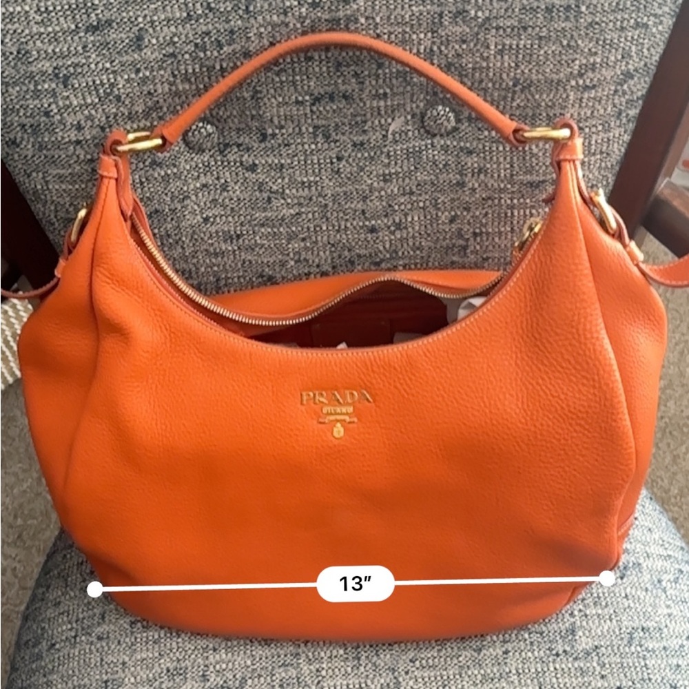 Prada Vibrant Orange Leather Hobo Bag